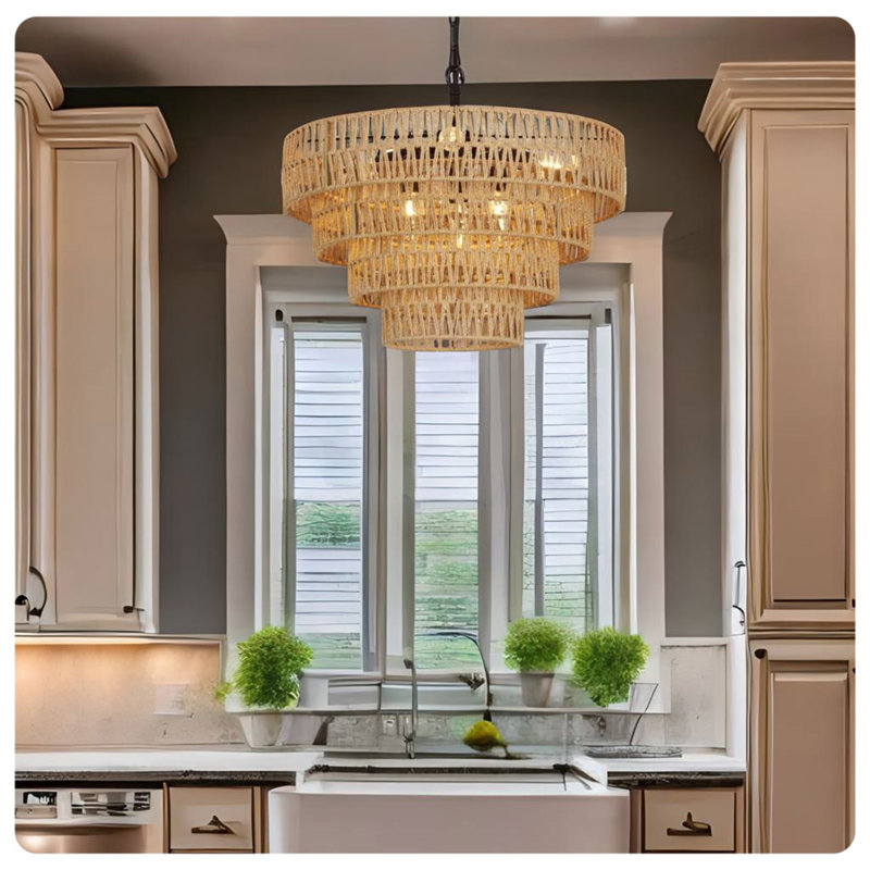 Carilla 6 - Light Steel Dimmable Chandelier, Natural