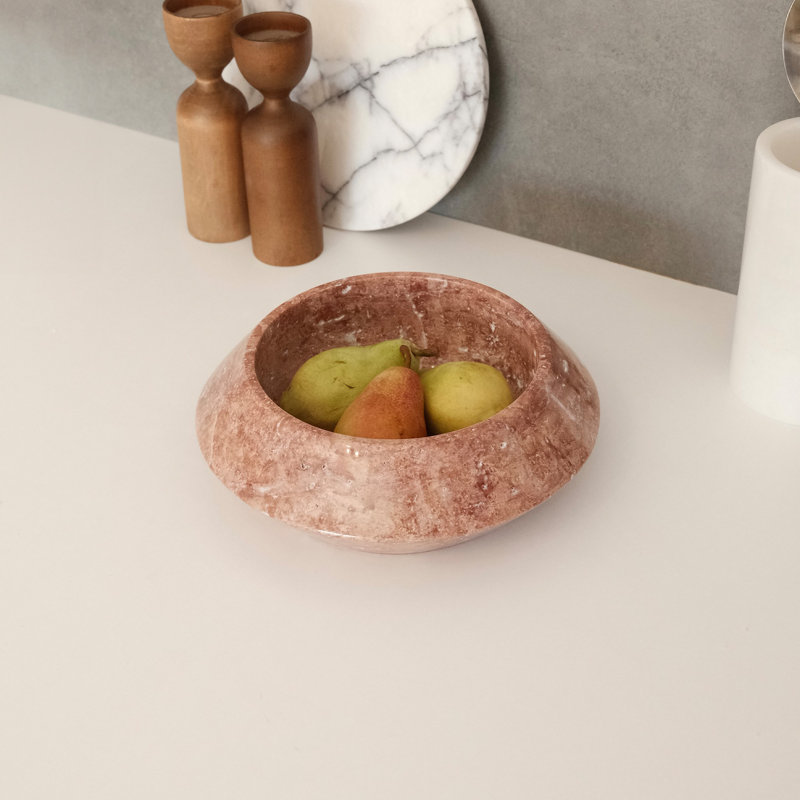 Elegant Red Travertine Marble Bowl, 9.1 in Diameter x 2.8 in Height | 100% Natural Stone, Unique Red & Brown Color | Perfect for Home Decor, Centerpiece, or Gift | Durable & Stylish Design