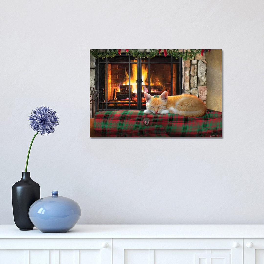 Asleep By The Fire - Wrapped Canvas Painting