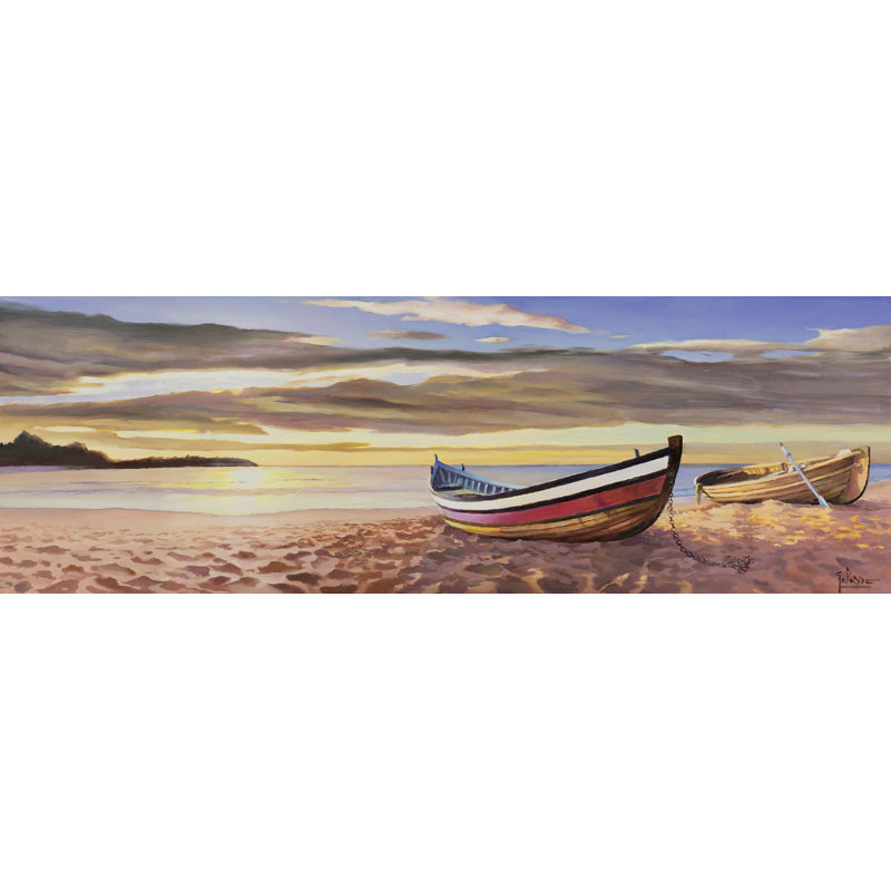 Sunrise On the Beach 1 Piece Wrapped Canvas Painting, 35cm H x 100cm W x 4cm D
