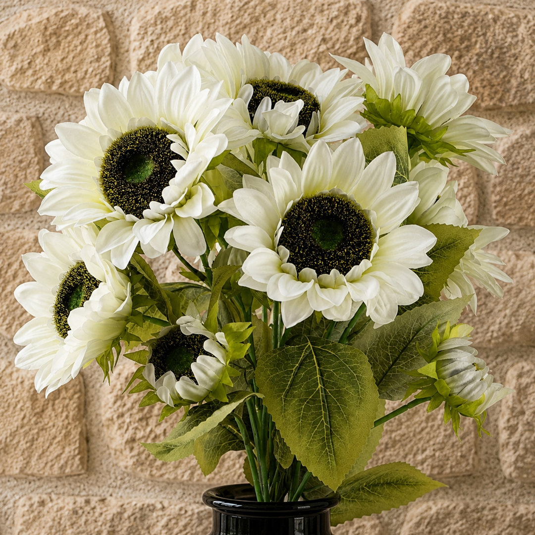 Leaf White Sunflower Artificial Flower - 2.9ft - 6 Pack - Image 5