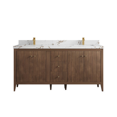 Meuble-lavabo double 72 po avec plateau en quartz Atlanta