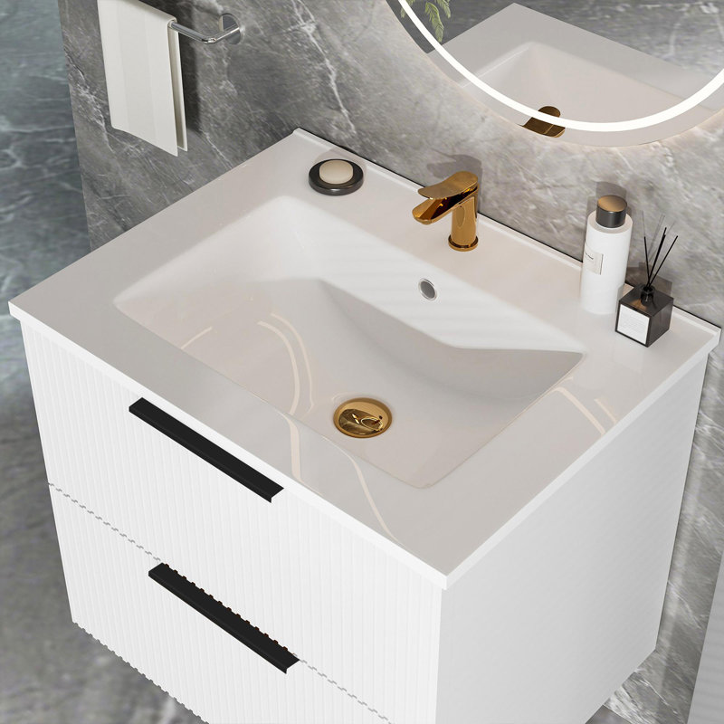 Meuble-lavabo 24 po avec lavabo en céramique, Blanc mat