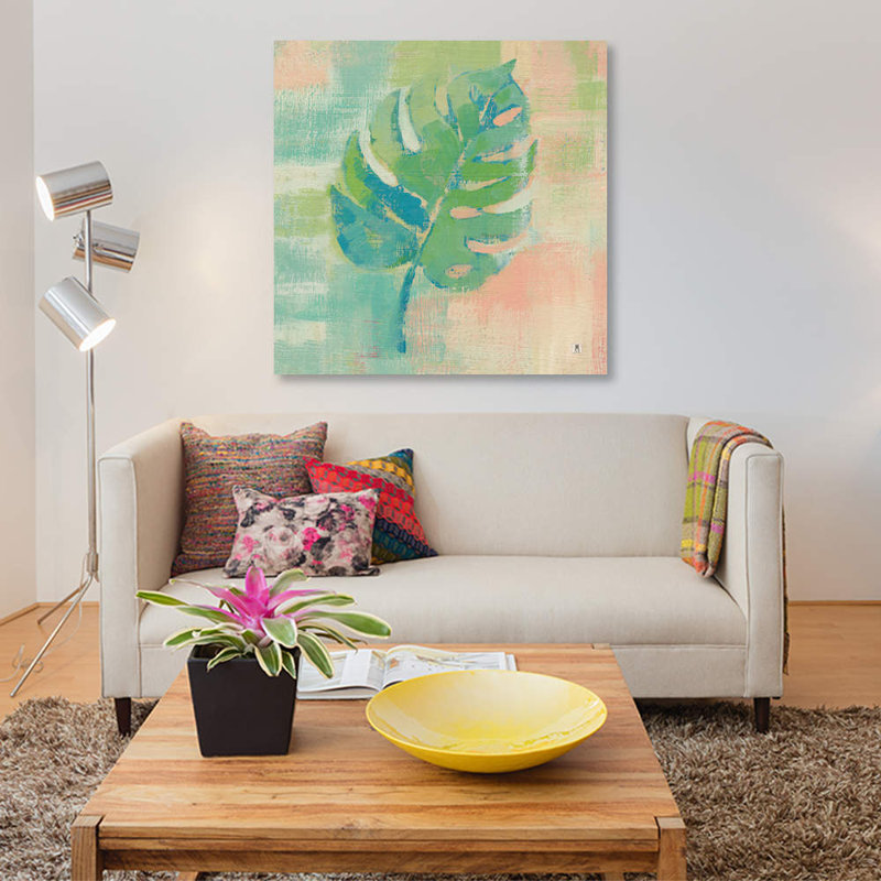 « beach cove leaves i », impression sur toile, H 48 po x l 48 po x P 1,5 po, Toile tendue, Pas de tapis