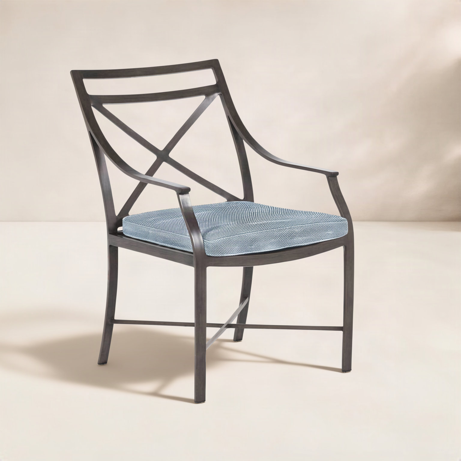 Monaco Patio Armchair, Welt, Indigo Velvet, Slate Gray