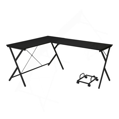 L-Shape Computer Desk With Computer Holder, Black