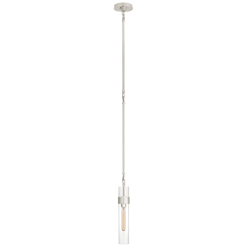 Ian K. Fowler Presidio Petite Pendant, Polished Nickel, Clear, 15.75" H x 6.5" W x 6.5" D