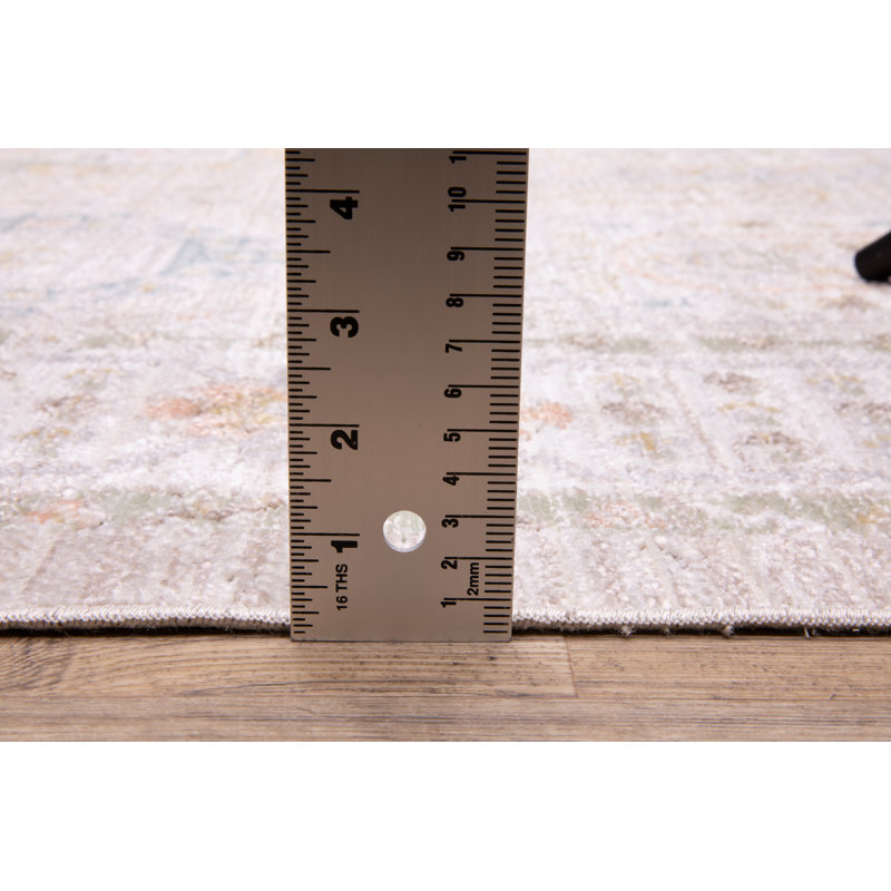 Tapis ivoire / bleu Goulart, Tapis de couloir 2 pi 8 po x 7 pi 10 po
