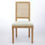 Ensemble de 2 chaises de salle à manger Louis avec dossier carré en rotin et structure en bois massif sculpté pour le salon, la cuisine, le restaurant, beige