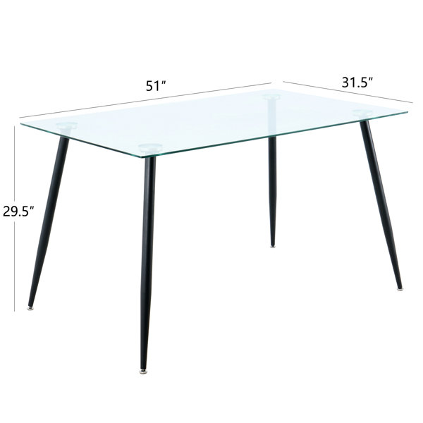 Wrought Studio Modern Kitchen Rectangular Glass Table With Stainproof ...