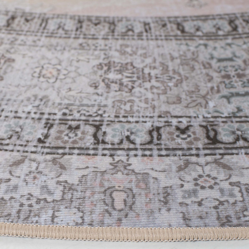 Alma Oriental Beige/Light Green Area Rug, Rectangle 5' x 8'