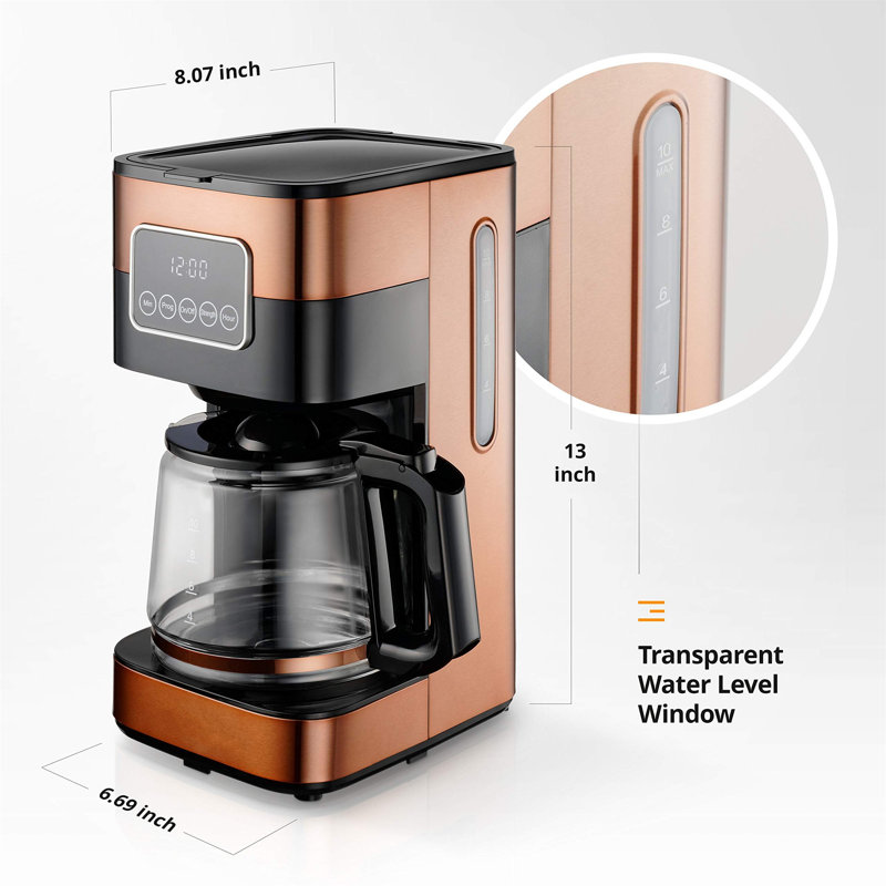 Nbarthome 10-Cup Coffee Maker, Copper