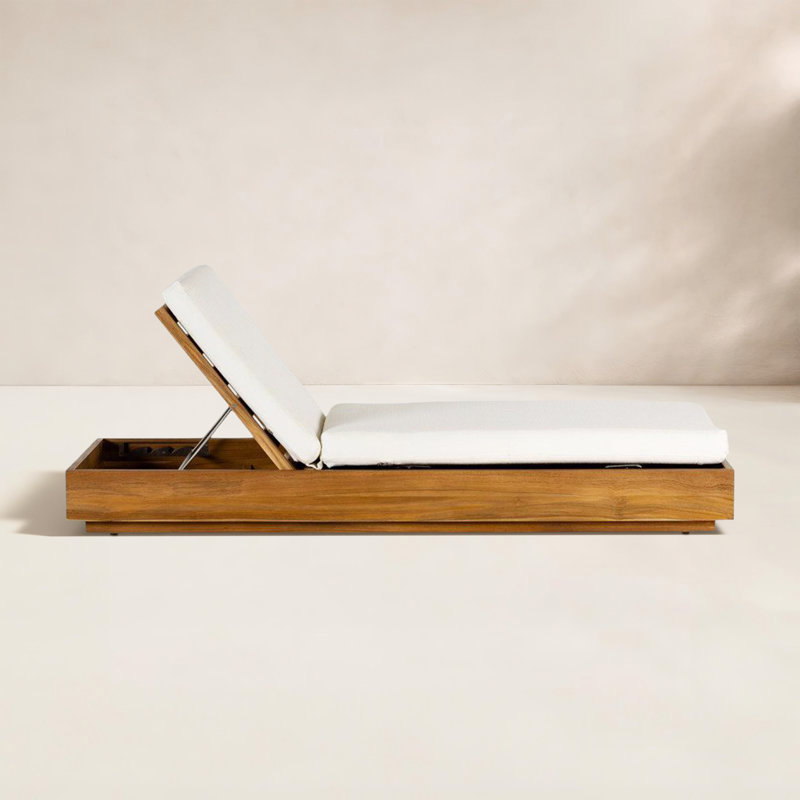 Kinta Outdoor Teak Chaise Lounge, White