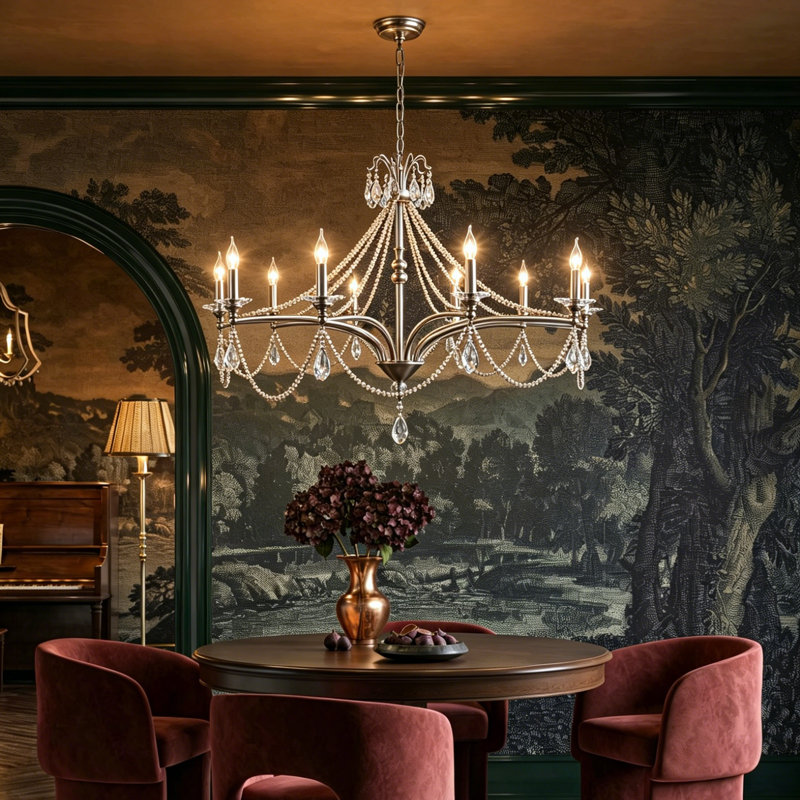 Lustre traditionnel de style bougie 6/8/10/20 lumières Dzesika Adelina, H 26,7 po x l 41,3 po x P 41,3 po, 1 étage