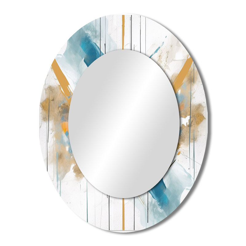 Teal and Gold Elegance - Miroir mural ovale moderne sarcelle, 43 po x 33 po