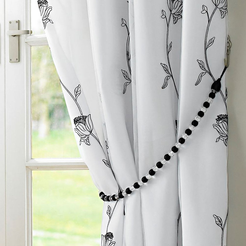 Canaan Earl Beaded Curtain Tieback, Black