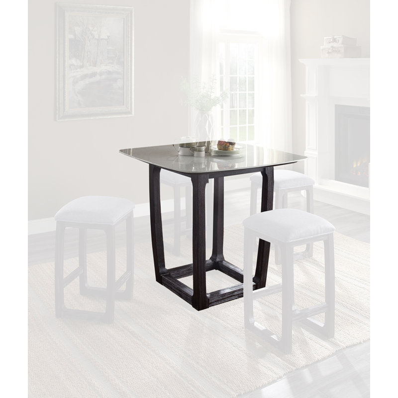 Mahrin Marble Top Solid Wood Base Dining Table