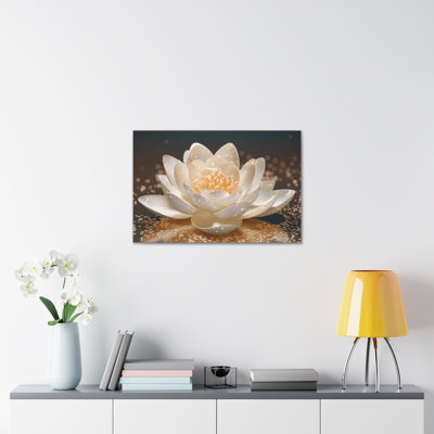 Beautiful White Lotus Flower Canvas Wall Art