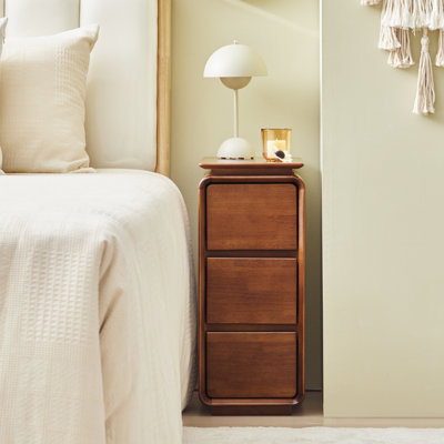 Solid Wood End Table with 3 Drawers