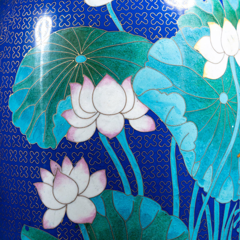 Genuine Cloisonne Vase with Custom Wooden Stand