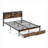 Queen Sized Deep Black MDF and Metal Platform Storage Bed for Everyday Bedroom Use With Integrated Charging