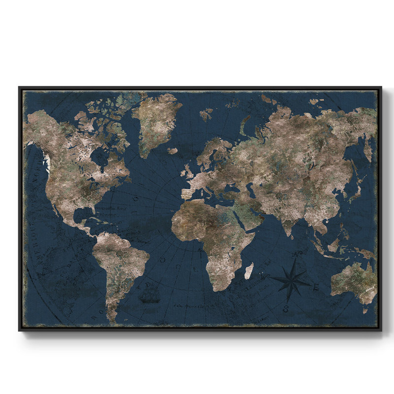 «Marine Atlas», reproduction sur toile encadrée, Noir, H 25 po x l 37 po x P 2 po