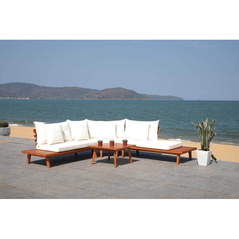 Ensemble de conversation modulaire 4 pièces avec coussins Butrus, Natural