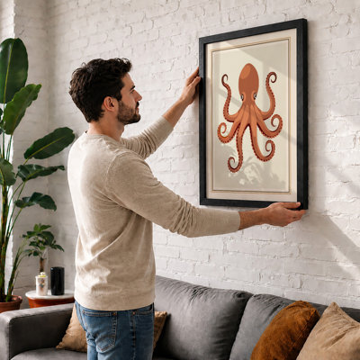 Terracotta Octopus Botanical - Framed Print
