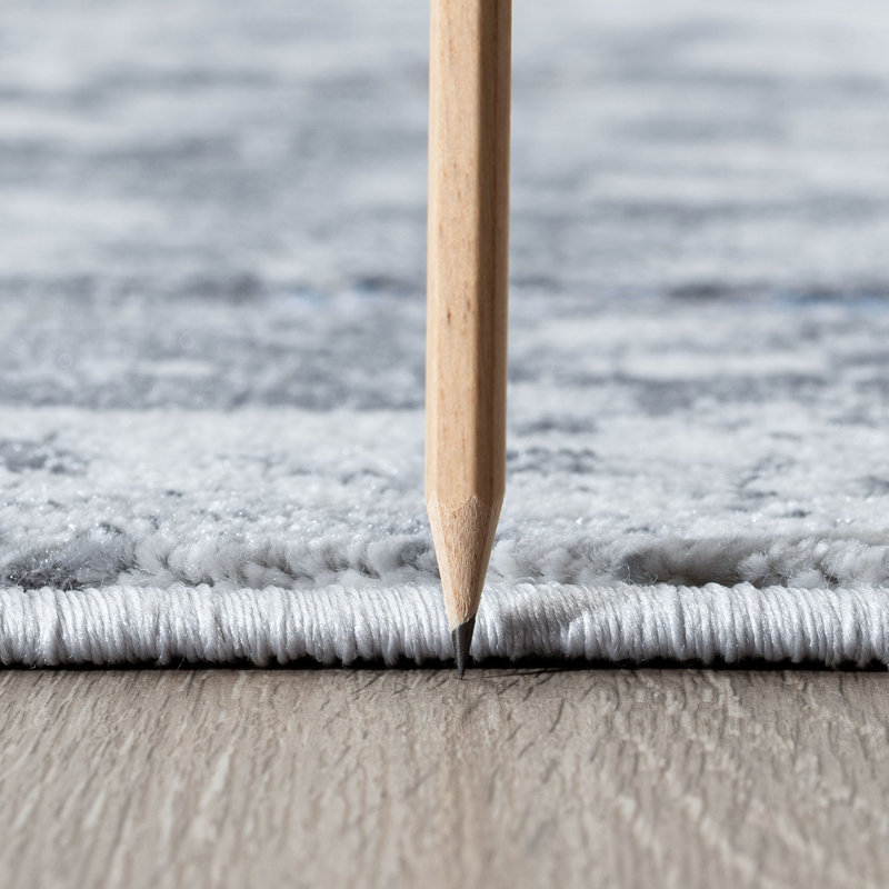 Tapis gris abstrait à notification, Tapis de couloir 2 pi 7 po x 9 pi 10 po