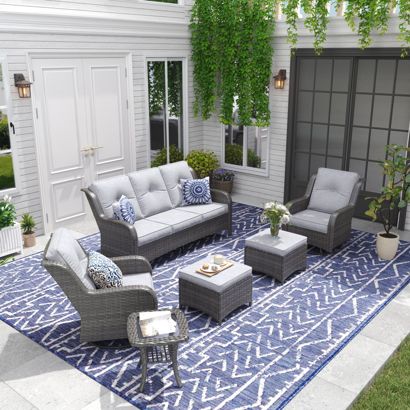 Pe Wicker Outdoor Conversation Sets, Gray Cushion/Gray Frame