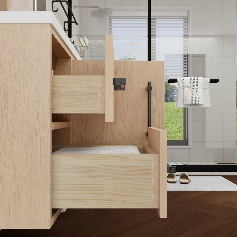 Victoria 41.7'' Single Bathroom Vanity with Acrylic Top, Yellow Oak