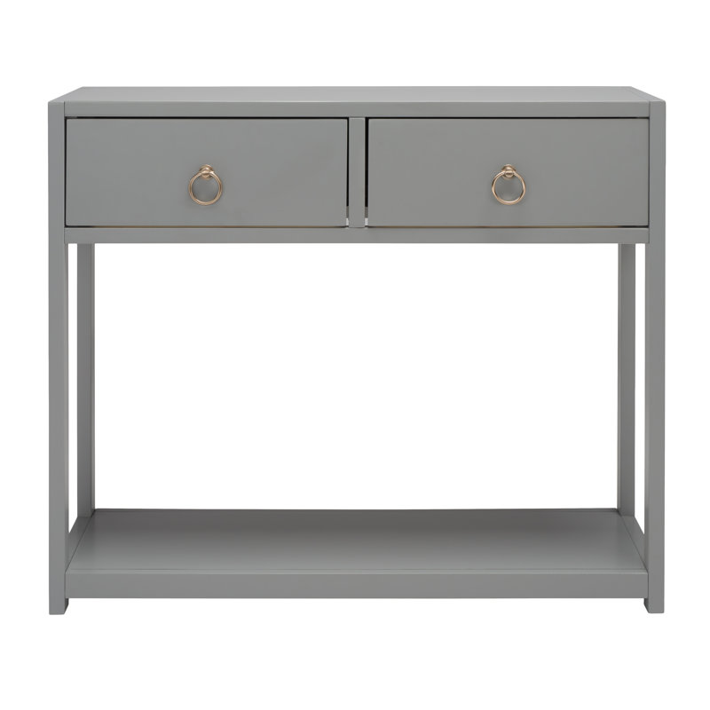 Amish Gray Matte Finish Console Table with Dual Storage Drawers