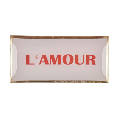 Gift Company Love Plates L amour decorative plate, glass, rose gold, 10 x 21cm