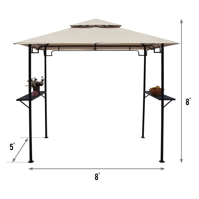 8 Ft W x 5 Ft D Steel Grill Gazebo, Beige