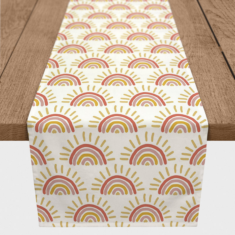 Chemin de table rectangulaire, 90 po x 16 po, Jaune / rouge