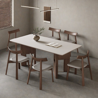 Ensemble de table en pierre noyer mat