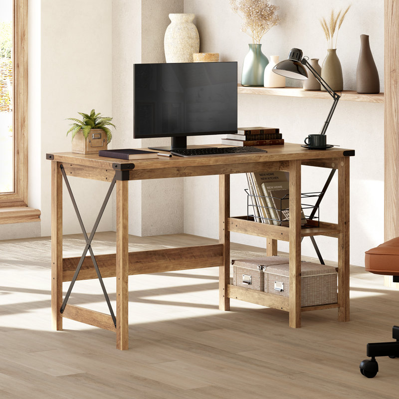 Mondovi 47.2"W Farmhouse Style Desk with Reversible Open Shelves