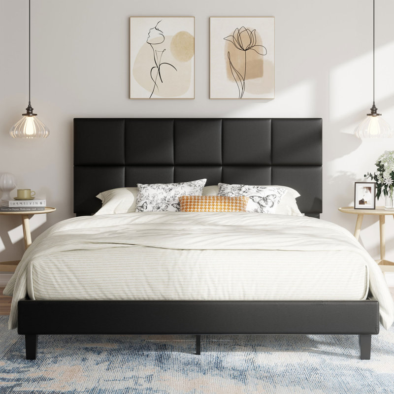 Lit plateforme en cuir, Grand
