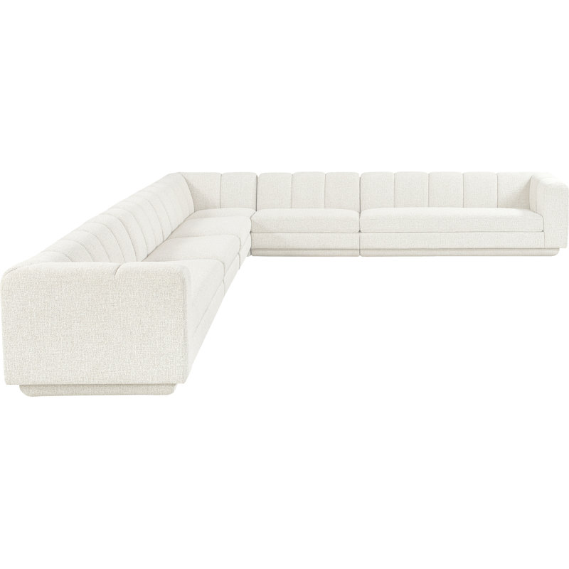 Tissu rembourré 6 pièces Landis Canapé modulaire modulaire, Tissu crème