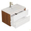 Meuble-lavabo mural 32 po avec lavabo, armoire avec tiroirs doubles, système de fermeture en douceur, lavabo en céramique, bois massif, facile à installer, conception unique sans poignée