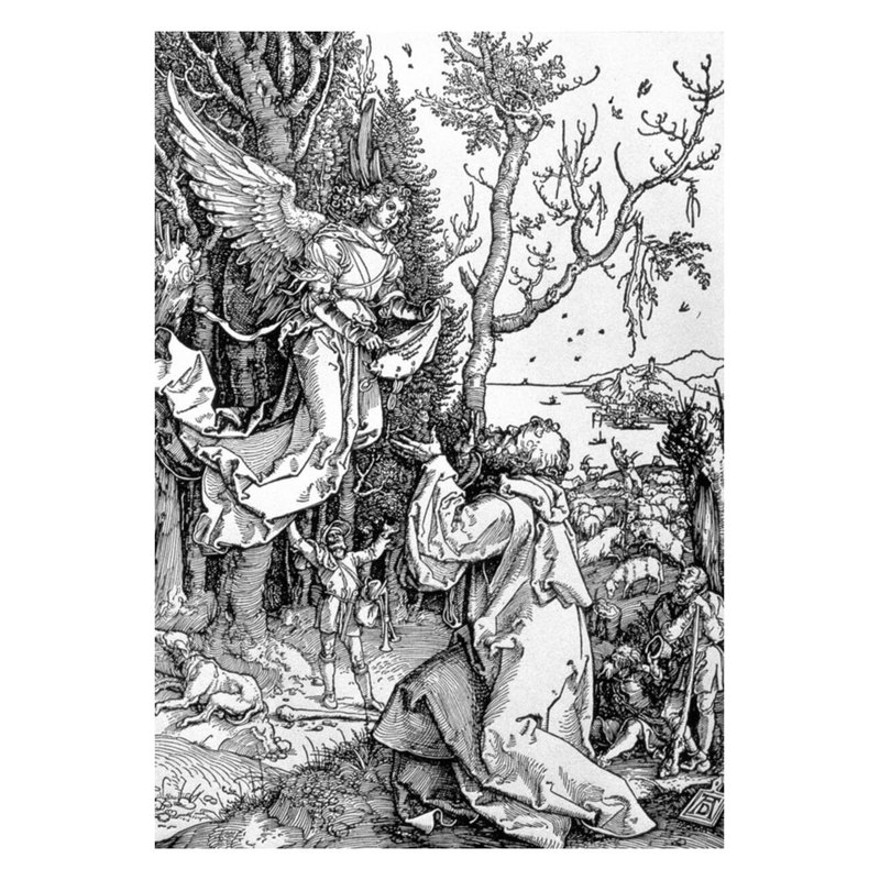 Joachim et l'ange de la série «La vie de la Vierge» par Albrecht Dürer - Estampe numérique, H 28 po x l 22 po
