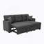 Canapé modulaire 76,5 po en mélange de lin avec lit escamotable et rangement pour chaise longue-1570925203