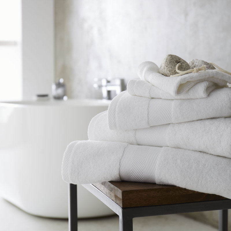 Silk Cotton Blend Towel, White