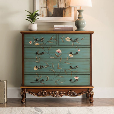 Green Solid Wood Accent Cabinet