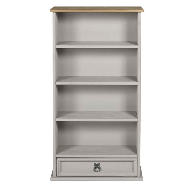 Bridewell Solid Wood 103cm H Media Shelves, Grey