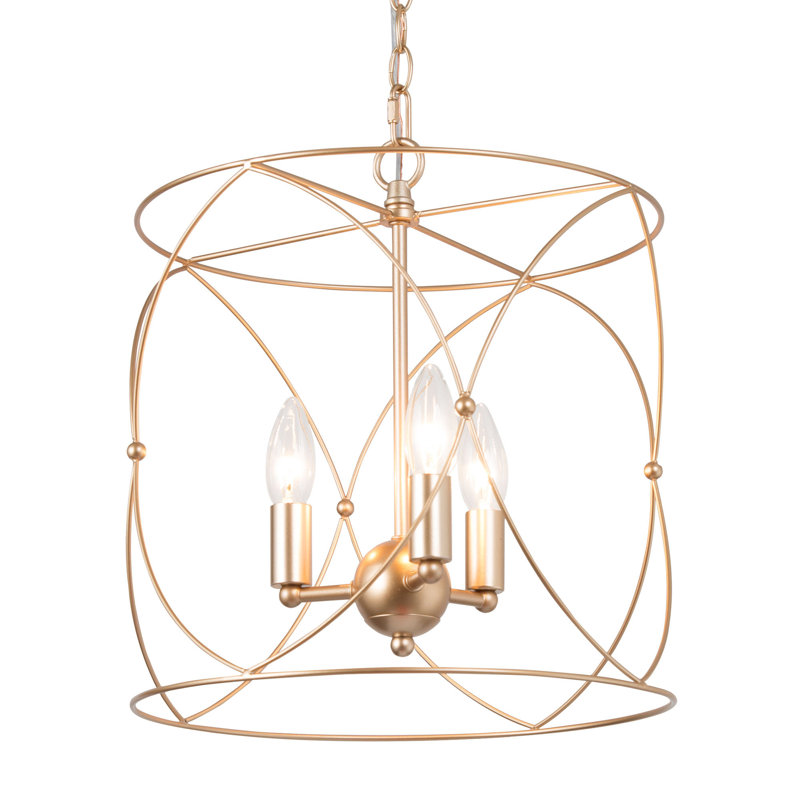 Amarante 3 - Light Unique/Statement Drum Chandelier, Gold
