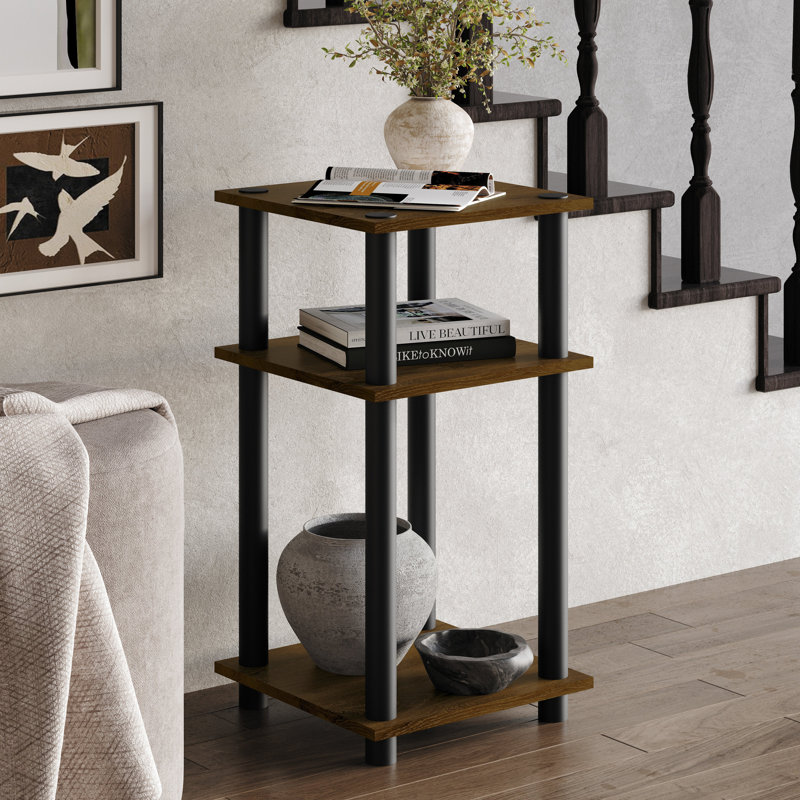 Easy Twist Assembly 3-Tier End Table In Brown, Brown