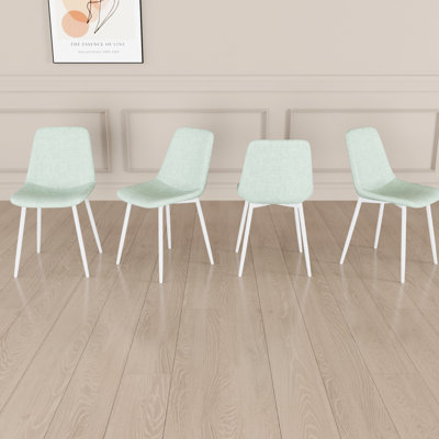 De 4 chaises de salle à manger, tissu moderne recouvert de pieds en métal, 4 chaises, revêtement en lin à pieds