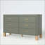 Commode double 6 tiroirs avec style Mid-Century et structure en bois massif-549235884