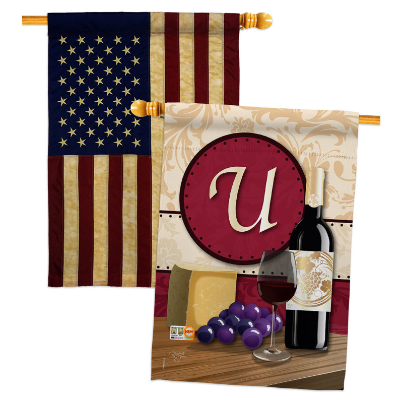 Drapeau de jardin vin en polyester 19 côtés x l 19 po Wine, U